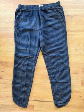 Marine Layer Allison Pant Blue Black Striped Tencel Pull-On Pants Large